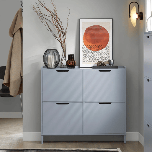 SoBuy FSR100-HG Sapateira estreita com 4 abas Cinzento