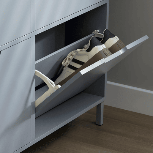 SoBuy FSR100-HG Sapateira estreita com 4 abas Cinzento