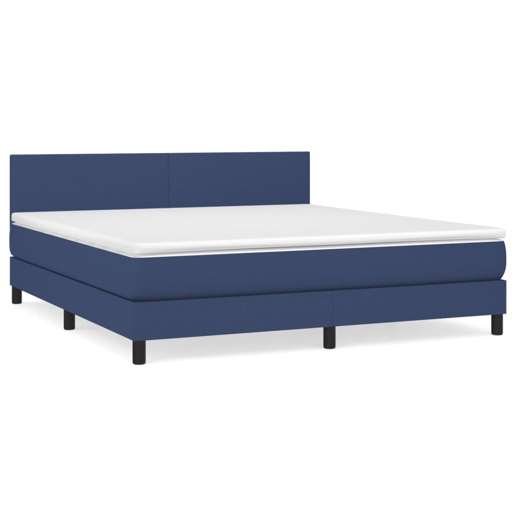 cama box spring con colchon tela azul 180x200 cm diseno plano
