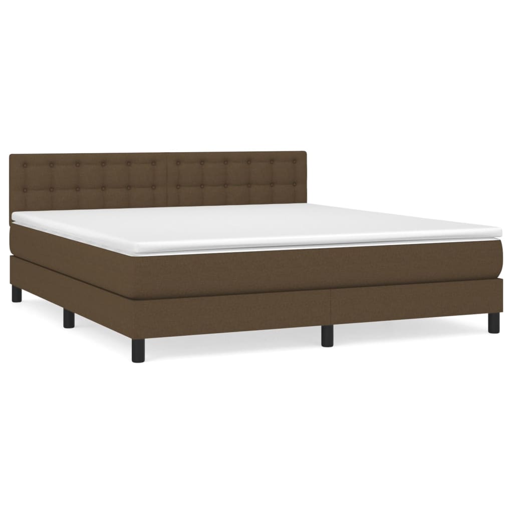 Cama box spring con colchón tela - Botones 180x200 Marrón