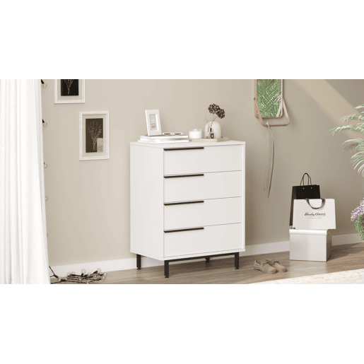 Cómoda OCEAN, num estilo moderno, mede 95x75x45 cm e tem 4 gavetas