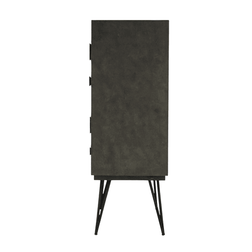 Cómoda ADESSO, de cor bege e preta, em estilo retro, com 125x100x45 cm e 5 gavetas