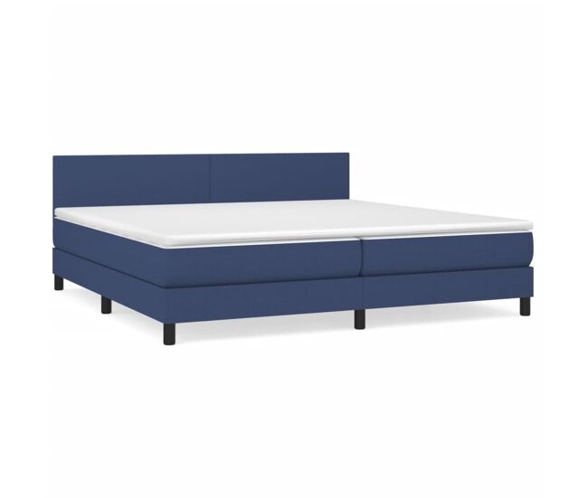 Cama box spring con colchón tela azul 200x200 cm diseño plano