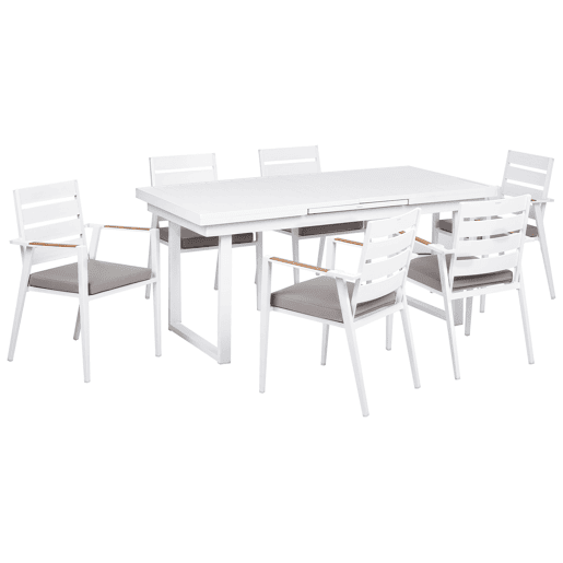 Conjunto refeição jardim 6 lugares em alumínio cinzento 180240 cm VALCANETTOTAVIANO Conjunto refeição jardim 6 lugares em alumínio cinzento 180240 cm VALCANETTOTAVIANO