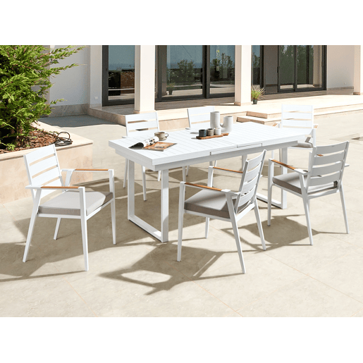 Conjunto refeição jardim 6 lugares em alumínio cinzento 180240 cm VALCANETTOTAVIANO Conjunto refeição jardim 6 lugares em alumínio cinzento 180240 cm VALCANETTOTAVIANO