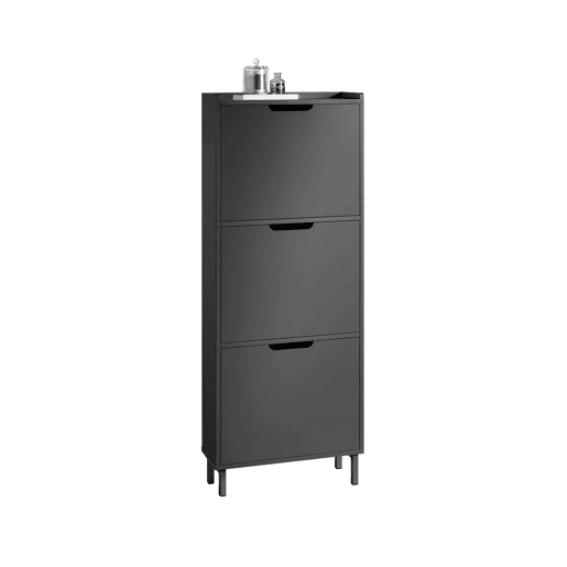 SoBuy FSR151-H-SCH Sapateira estreita com 3 abas Preto