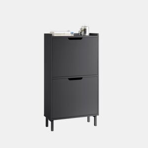 SoBuy FSR151-SCH Sapateira estreita com 2 abas Preto