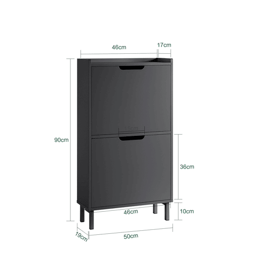 SoBuy FSR151-SCH Sapateira estreita com 2 abas Preto