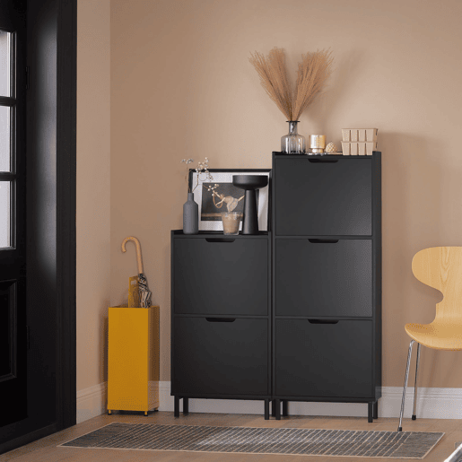 SoBuy FSR151-SCH Sapateira estreita com 2 abas Preto