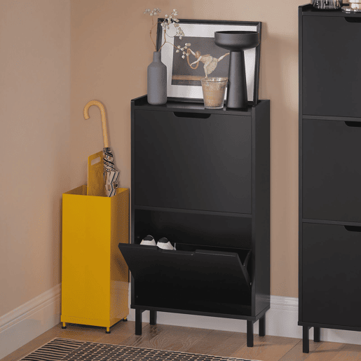 SoBuy FSR151-SCH Sapateira estreita com 2 abas Preto