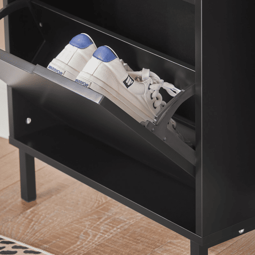 SoBuy FSR151-SCH Sapateira estreita com 2 abas Preto