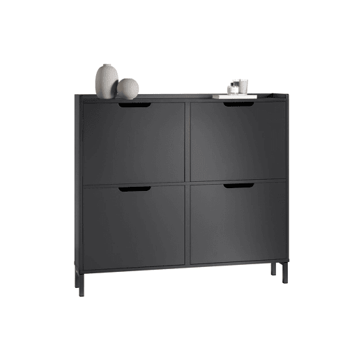 SoBuy FSR100-SCH Sapateira estreita com 4 abas Preto