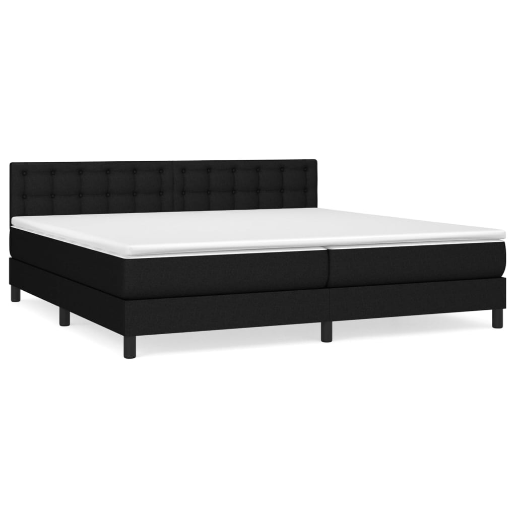 Cama box spring con colchón tela - Botones 200x200 Negro