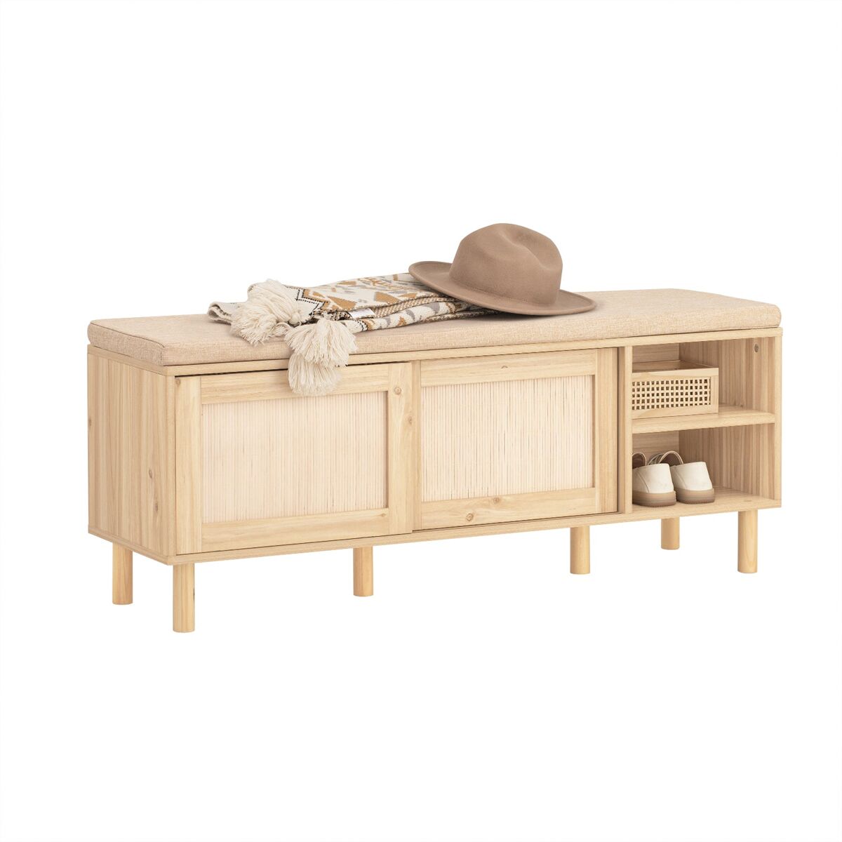 Sobuy fsr163-n banco zapatero con 2 puertas y 2 estantes