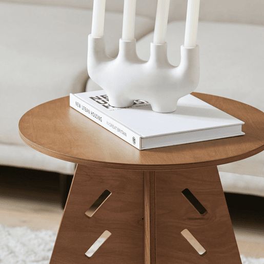 SoBuy HFBT01-BR Mesa de apoio com juntas em espinha de peixe castanho