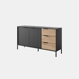 RAVE cómoda com um estilo moderno, medindo 82x154x40 cm e tem 6 prateleiras, 3 portas