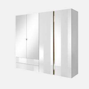 Armário ARCADE com um estilo moderno, medindo 203x220x54 cm, com 10 prateleiras, 4 portas e 2 gavetas com iluminação LED