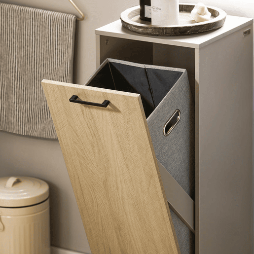 SoBuy Cesto para roupa suja com 1 cesto Cinzento e de madeira BZR132-NG