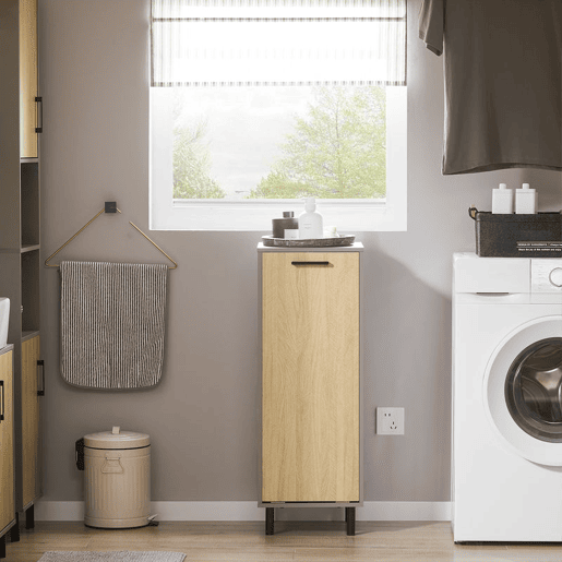 SoBuy Cesto para roupa suja com 1 cesto Cinzento e de madeira BZR132-NG