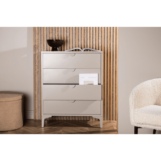Cómoda PIRING em bege com estilo moderno, com 117x78x40 cm e 4 gavetas