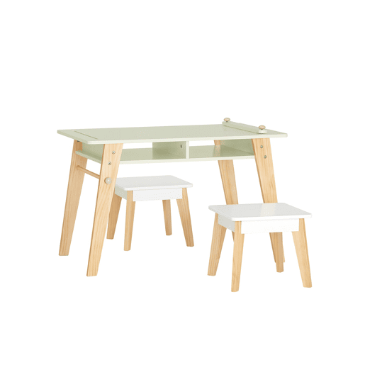 SoBuy KMB92-GR Conjunto de mesa e 2 bancos para crianças Verde