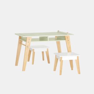 SoBuy KMB92-GR Conjunto de mesa e 2 bancos para crianças Verde