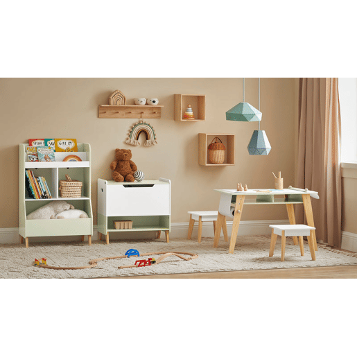 SoBuy KMB92-GR Conjunto de mesa e 2 bancos para crianças Verde