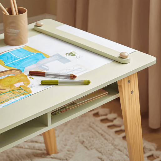 SoBuy KMB92-GR Conjunto de mesa e 2 bancos para crianças Verde
