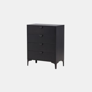 Cómoda PIRING em preto com estilo moderno, mede 117x78x40 cm e tem 4 gavetas