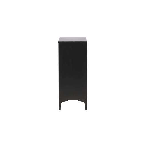 Cómoda PIRING em preto com estilo moderno, mede 117x78x40 cm e tem 4 gavetas