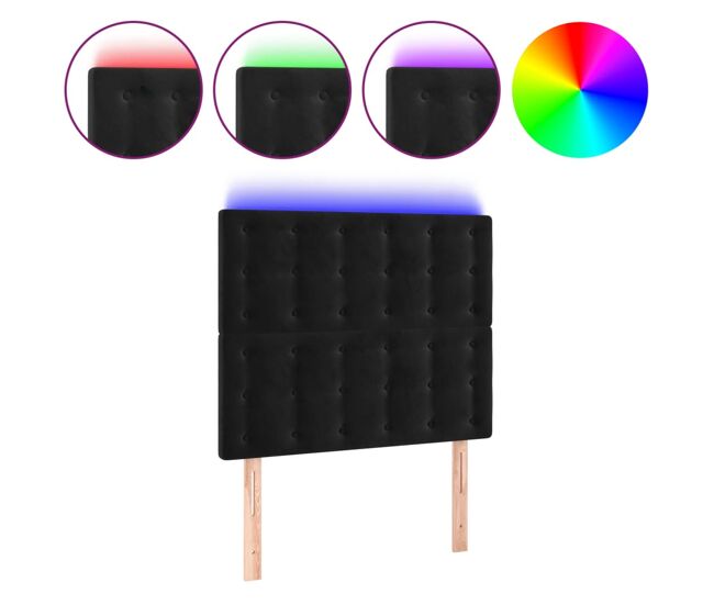 Cabecero con luces led terciopelo negro 100x5x118/128 cm