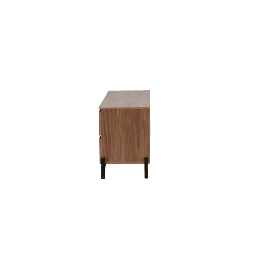 Cómoda CORPUS em nogueira, estilo moderno, com 56x135x40 cm, com 1 prateleira, 2 portas e 2 gavetas
