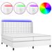 Cama box spring colchón y LED cuero sintético - Botones 200x200 Cama box spring colchón y LED cuero sintético - Botones 200x200 Blanco