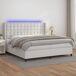 Cama box spring colchón y LED cuero sintético - Botones 200x200 Cama box spring colchón y LED cuero sintético - Botones 200x200 Blanco
