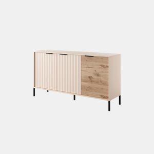 RAVE cómoda com um estilo moderno, medindo 82x154x40 cm e tem 6 prateleiras, 3 portas