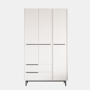 Roupeiros OCEAN, num estilo moderno, medindo 196x112x55 cm, com 3 portas e 2 gavetas e 6 prateleiras