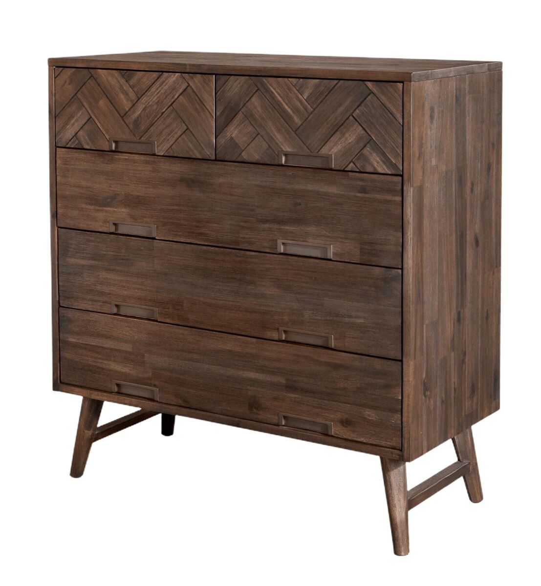 Cómoda ashton, de color marrón, estilo retro, 105x100x45 cm y 5 cajones