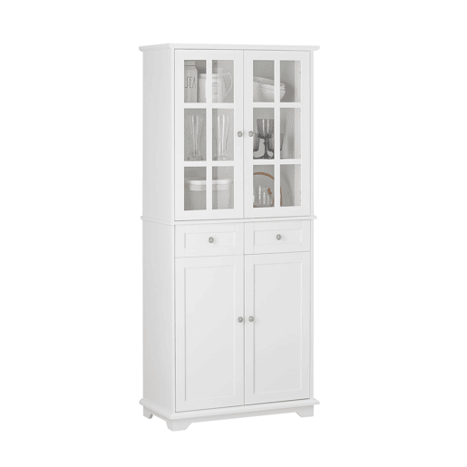 SoBuy FSB76-W Aparador alto com 4 portas e 2 gavetas