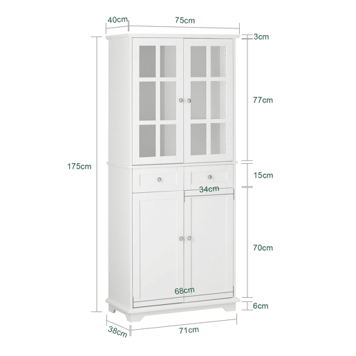SoBuy FSB76-W Aparador alto com 4 portas e 2 gavetas