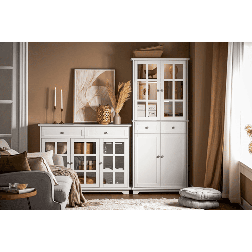 SoBuy FSB76-W Aparador alto com 4 portas e 2 gavetas