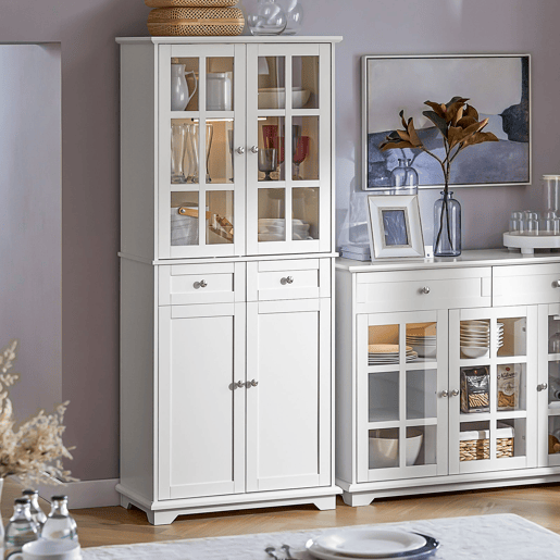 SoBuy FSB76-W Aparador alto com 4 portas e 2 gavetas