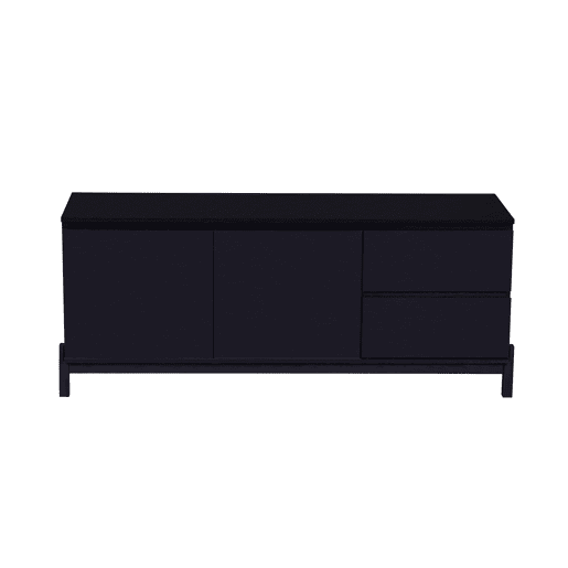 Cómoda CORPUS, de cor preta, num estilo moderno, com 56x135x40 cm, com 2 portas, 2 gavetas e 2 prateleiras