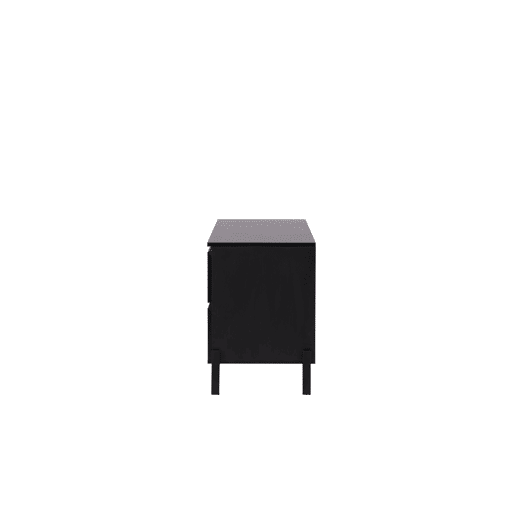 Cómoda CORPUS, de cor preta, num estilo moderno, com 56x135x40 cm, com 2 portas, 2 gavetas e 2 prateleiras