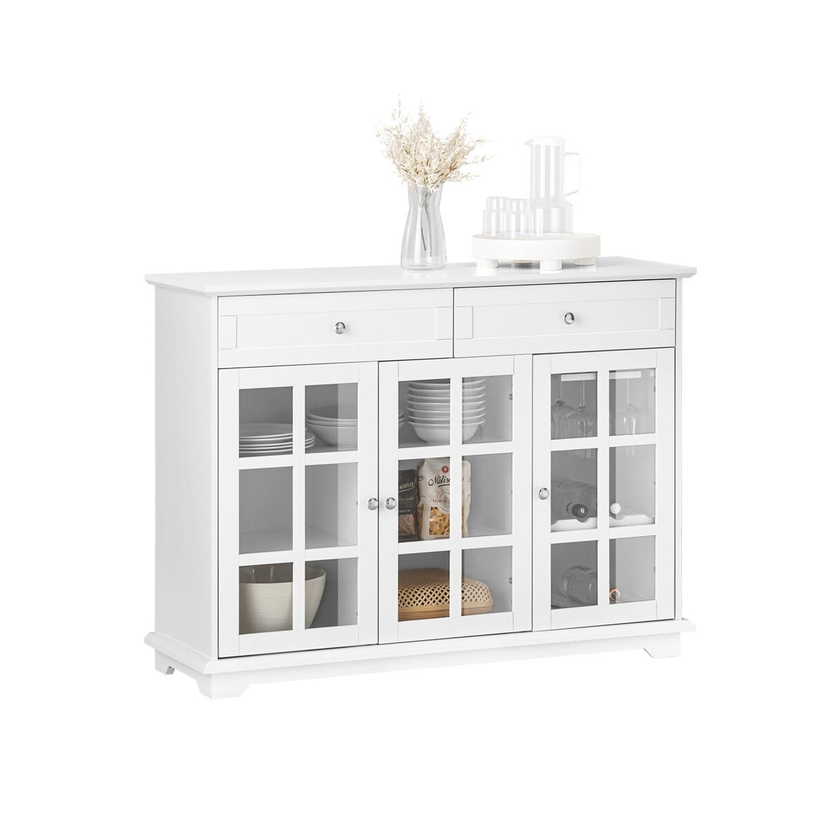 Sobuy fsb77-w aparador cocina con 3 puertas y 2 cajones