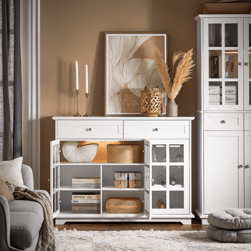 SoBuy FSB77-W Aparador de cozinha com 3 portas e 2 gavetas
