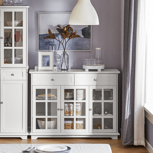 SoBuy FSB77-W Aparador de cozinha com 3 portas e 2 gavetas