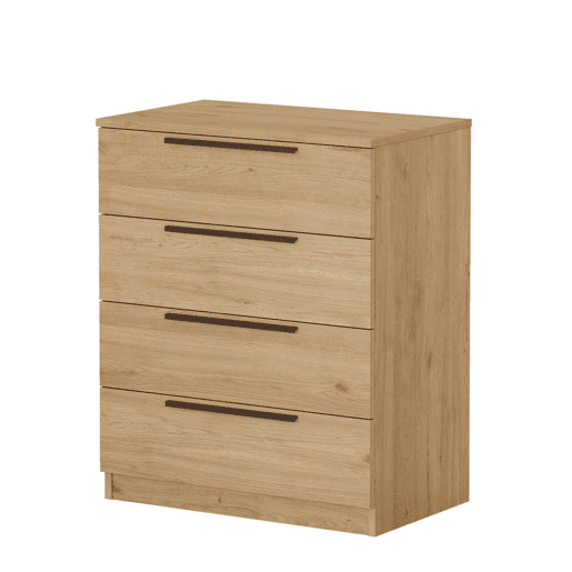 Cómoda LOREL, em madeira natural, estilo moderno, com 88x72x42 cm e 4 gavetas