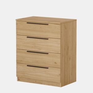 Cómoda LOREL, em madeira natural, estilo moderno, com 88x72x42 cm e 4 gavetas