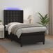 Cama box spring y colchón LED cuero sintético - Botones 80x200 Cama box spring y colchón LED cuero sintético - Botones 80x200 Blanco