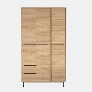 Roupeiros OCEAN, num estilo moderno, medindo 196x112x55 cm, com 3 portas e 2 gavetas e 6 prateleiras